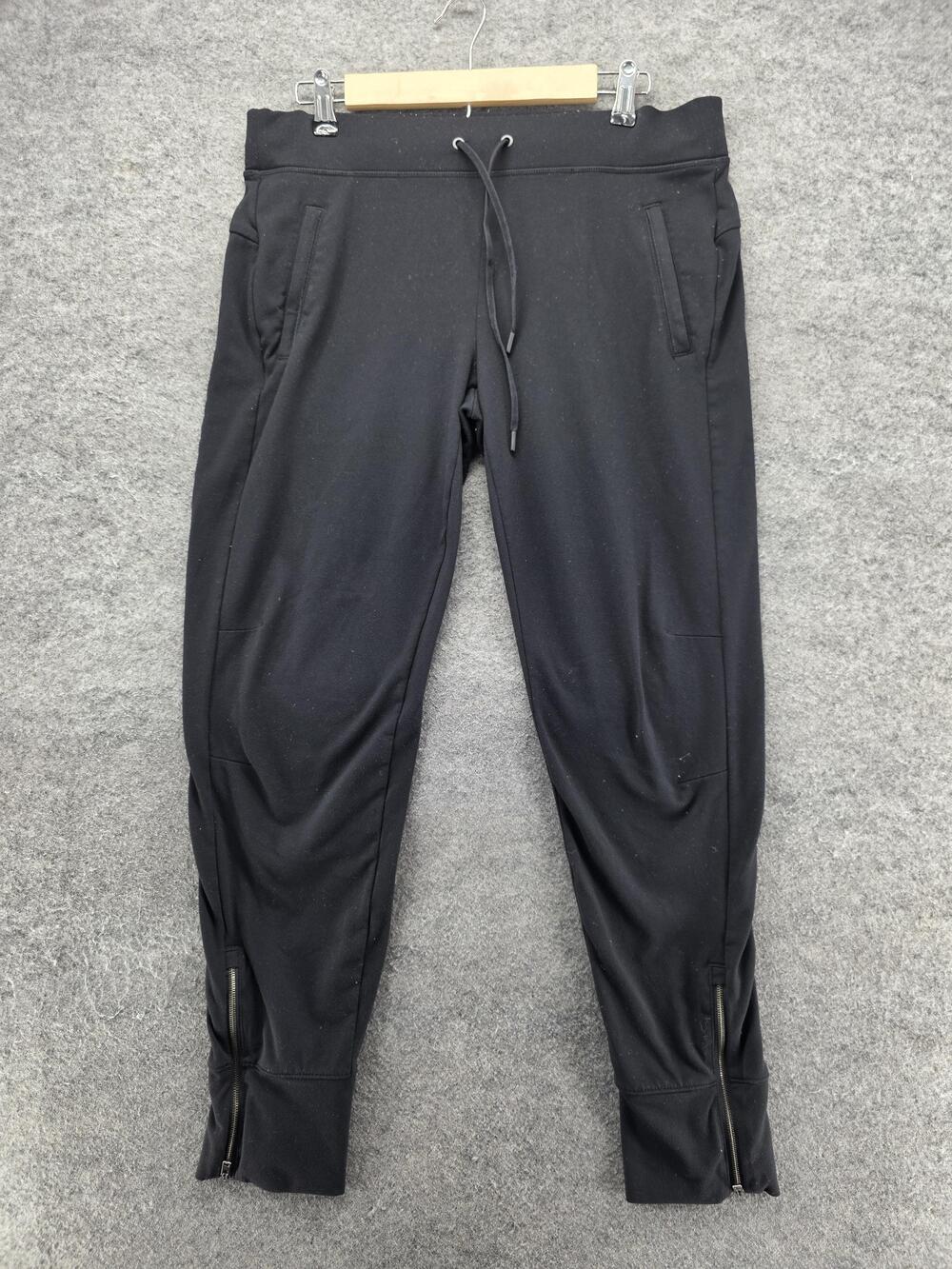 Athleta Jogger Pants Womens M Black Slim Drawstring Zip Pocket Activewear